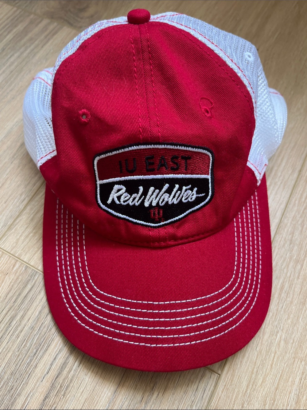 District Red & White 'IU EAST Red Wolves' Mesh Trucker Hat